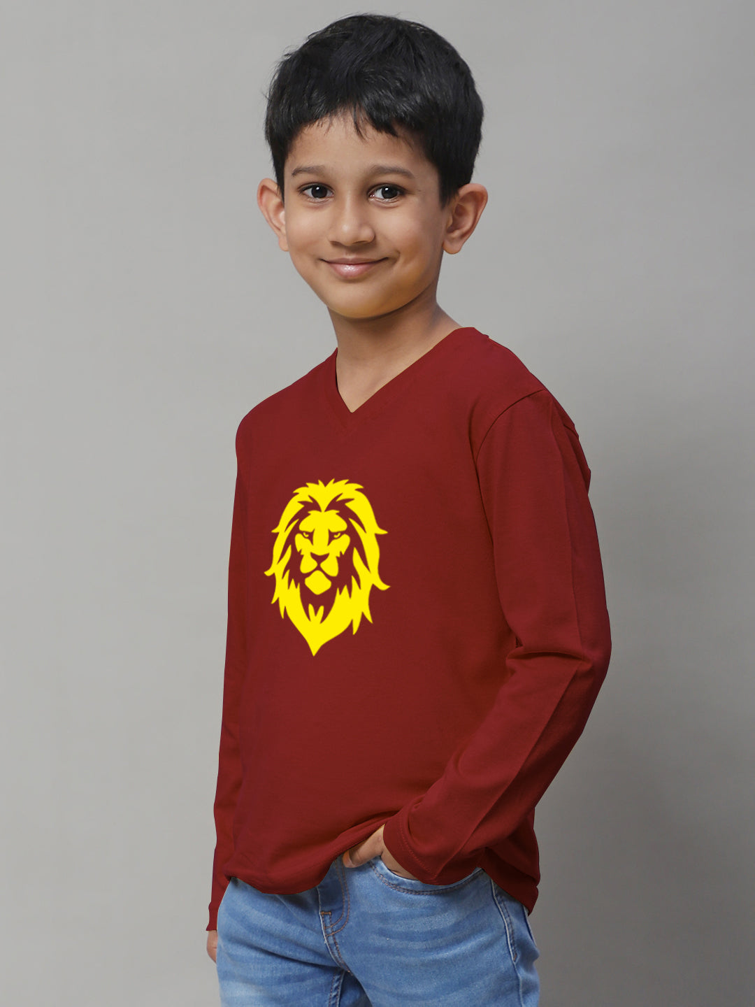 Boys Lion Full Sleeves Printed T-Shirt - Friskers