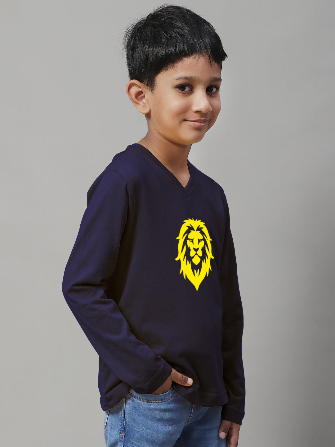 Boys Lion Full Sleeves Printed T-Shirt - Friskers