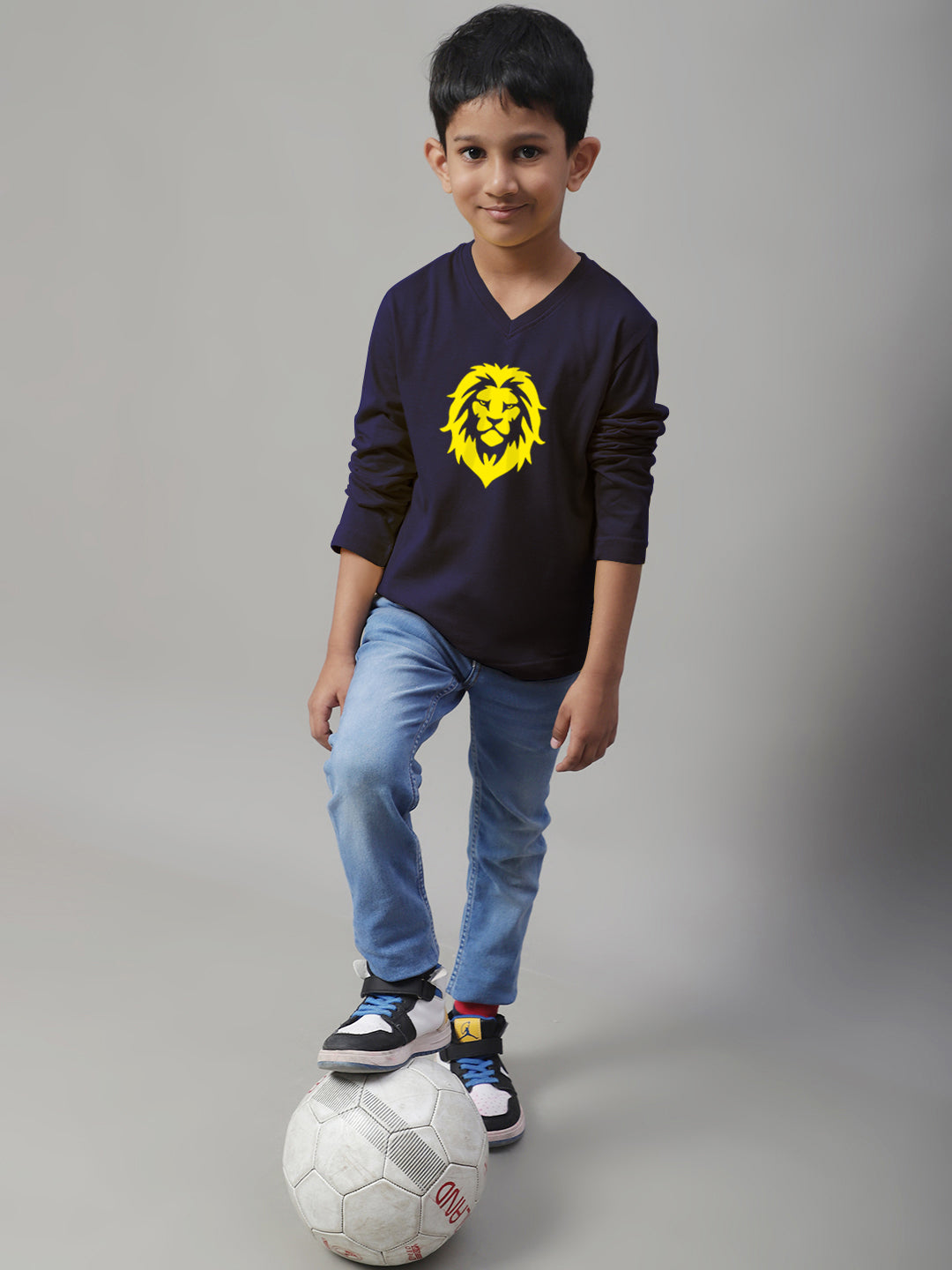 Boys Lion Full Sleeves Printed T-Shirt - Friskers