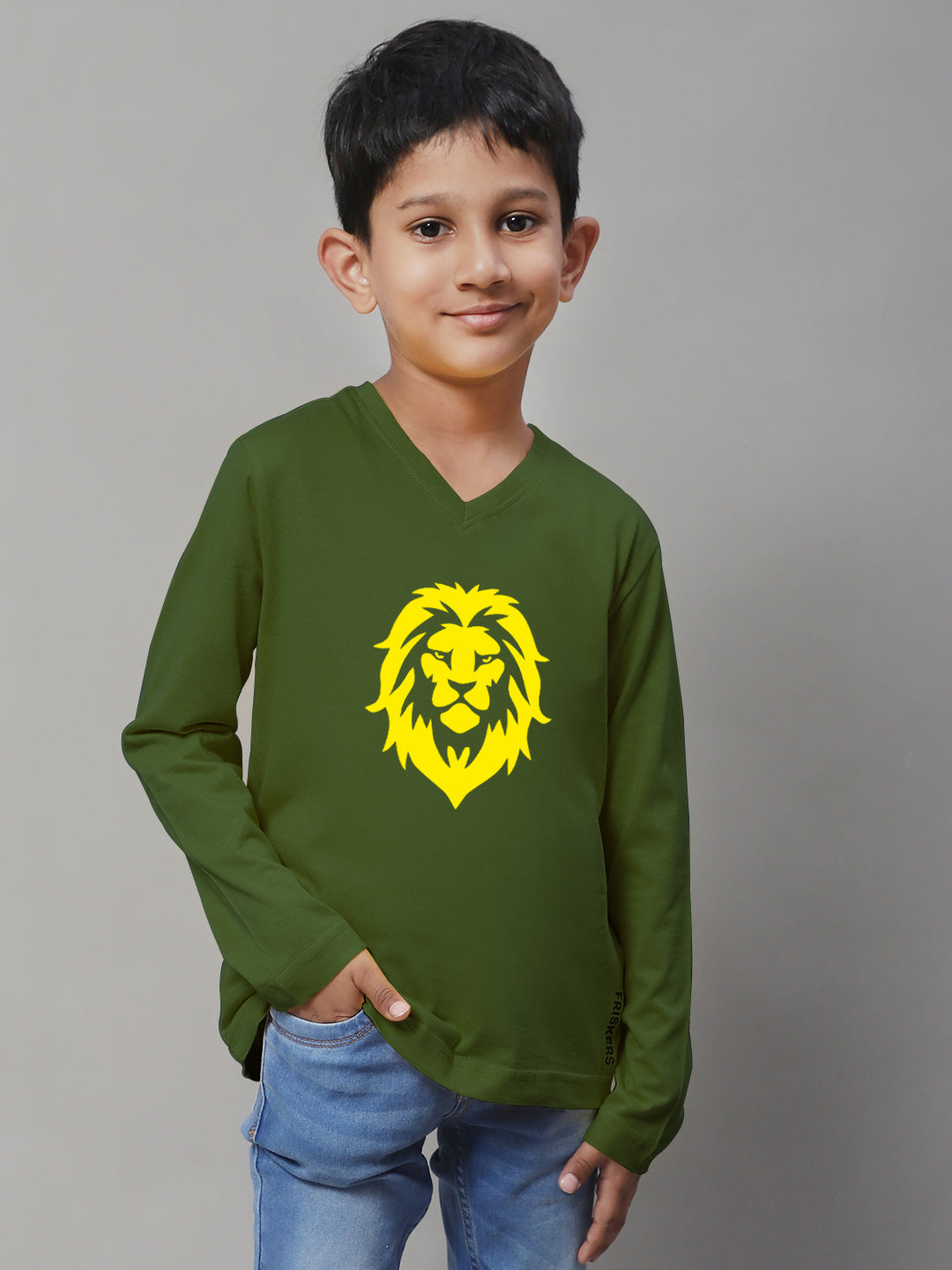 Boys Lion Full Sleeves Printed T-Shirt - Friskers