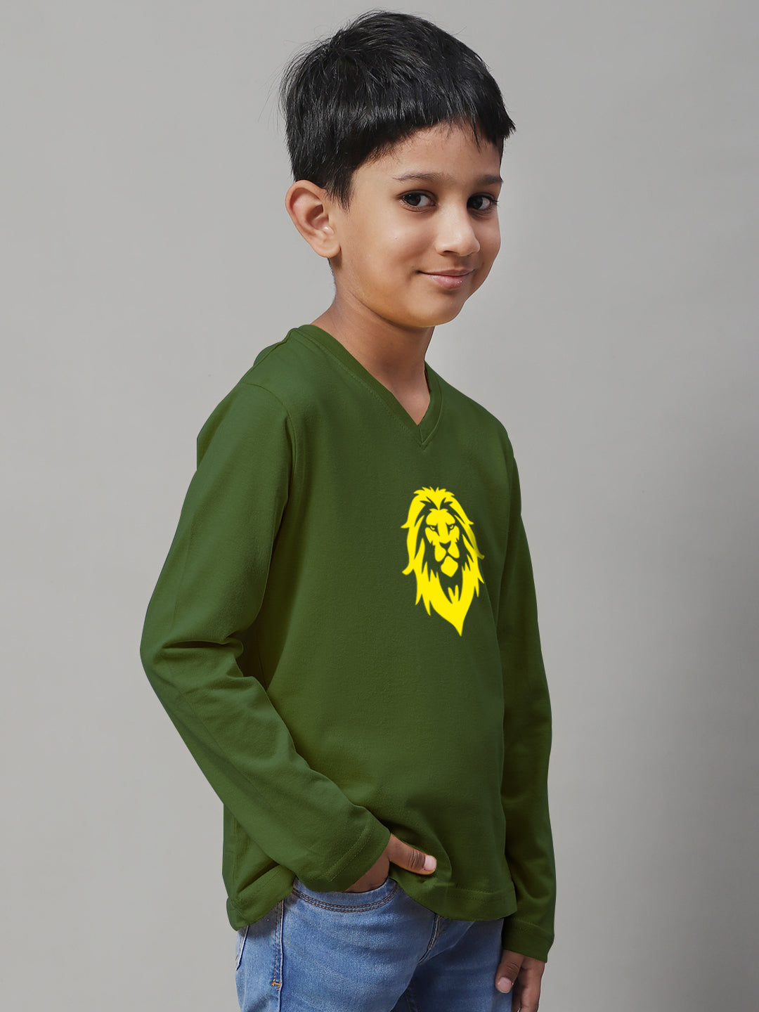 Boys Lion Full Sleeves Printed T-Shirt - Friskers