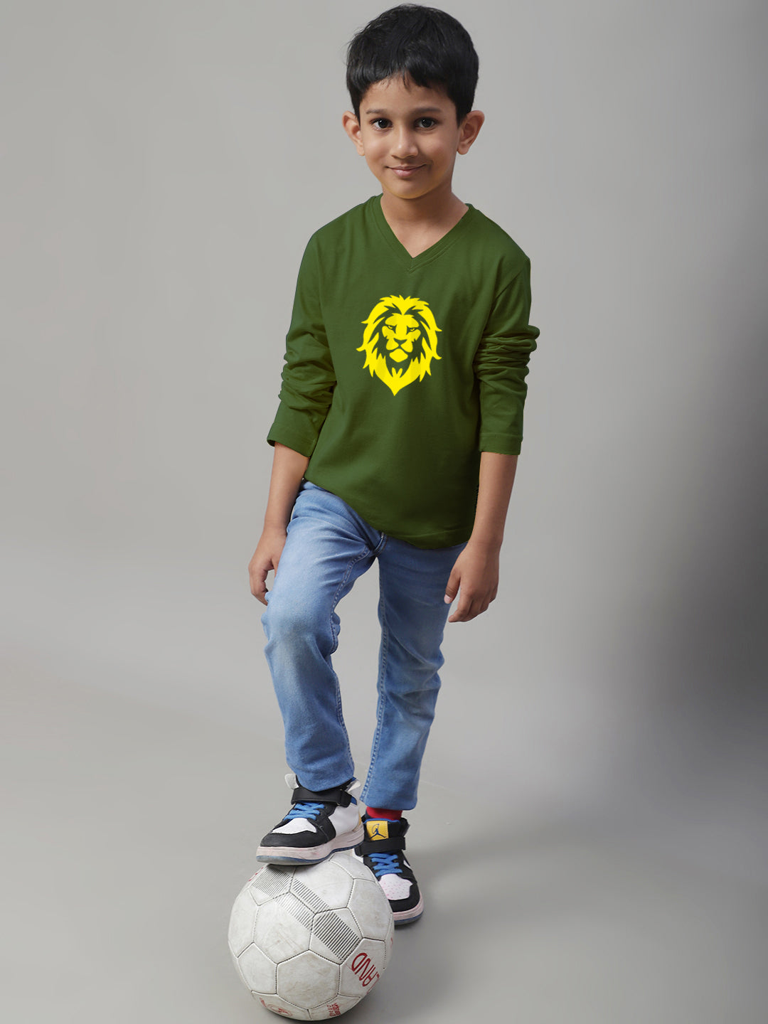 Boys Lion Full Sleeves Printed T-Shirt - Friskers