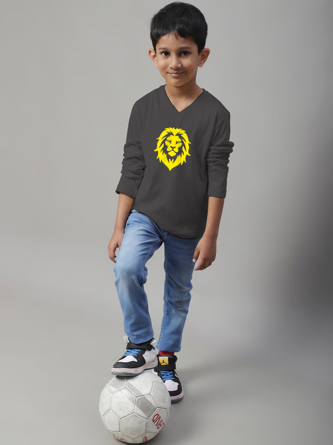 Boys Lion Full Sleeves Printed T-Shirt - Friskers