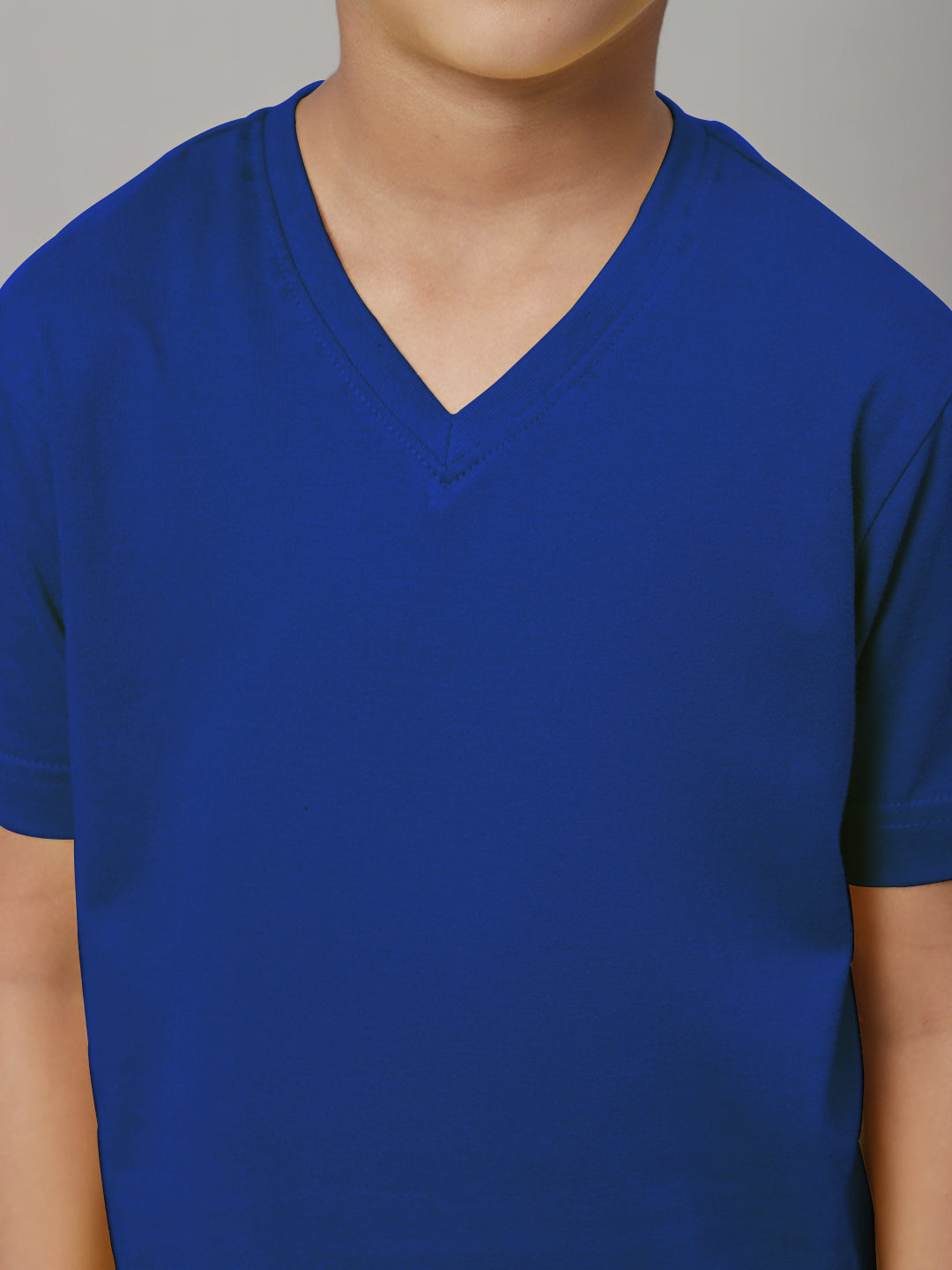 Boys V Neck Solid Pure Cotton 7-8Y T-Shirt - Friskers