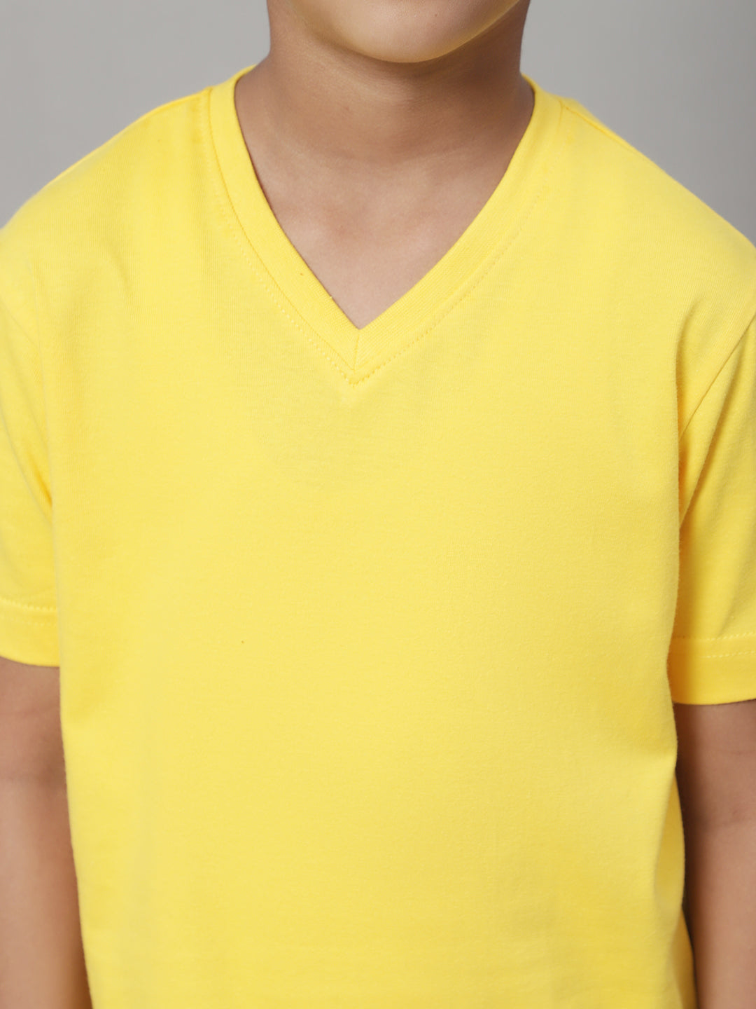 Boys V Neck Solid Pure Cotton 2-7Y T-Shirt - Friskers