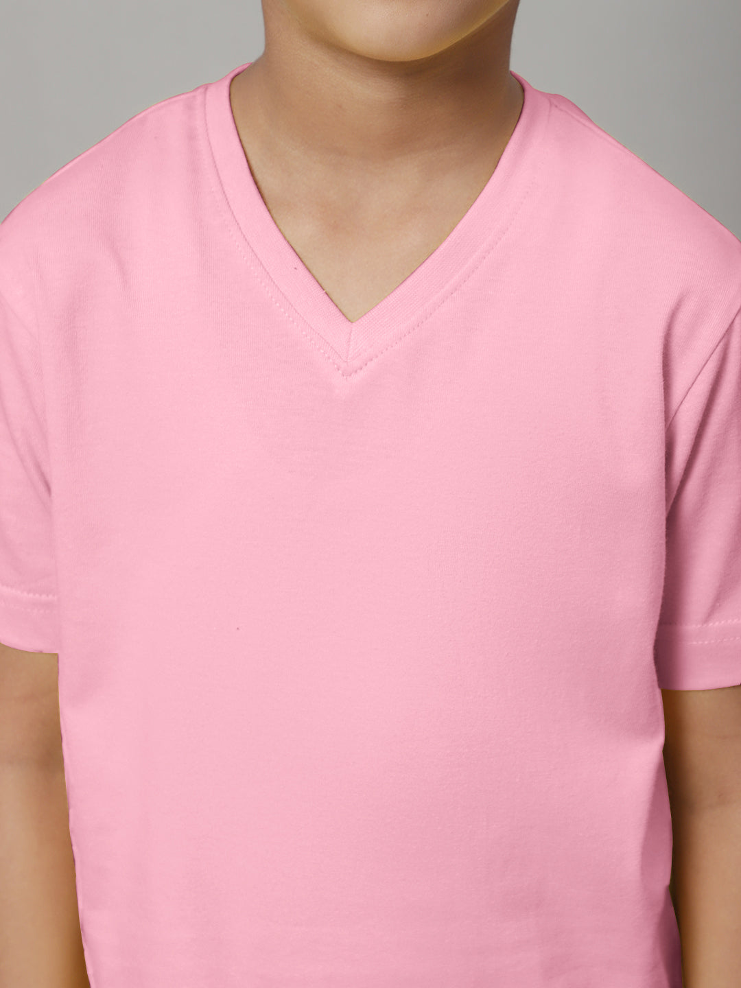 Boys V Neck Solid Pure Cotton 2-7Y T-Shirt - Friskers