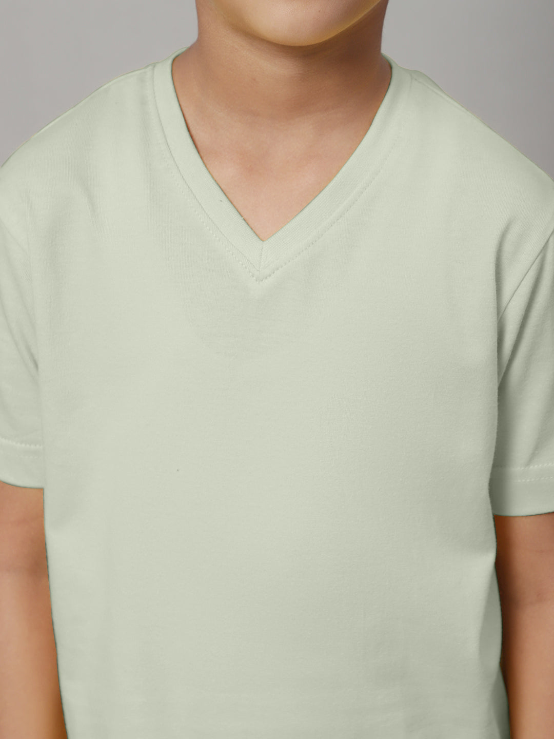 Boys V Neck Solid Pure Cotton 2-7Y T-Shirt - Friskers