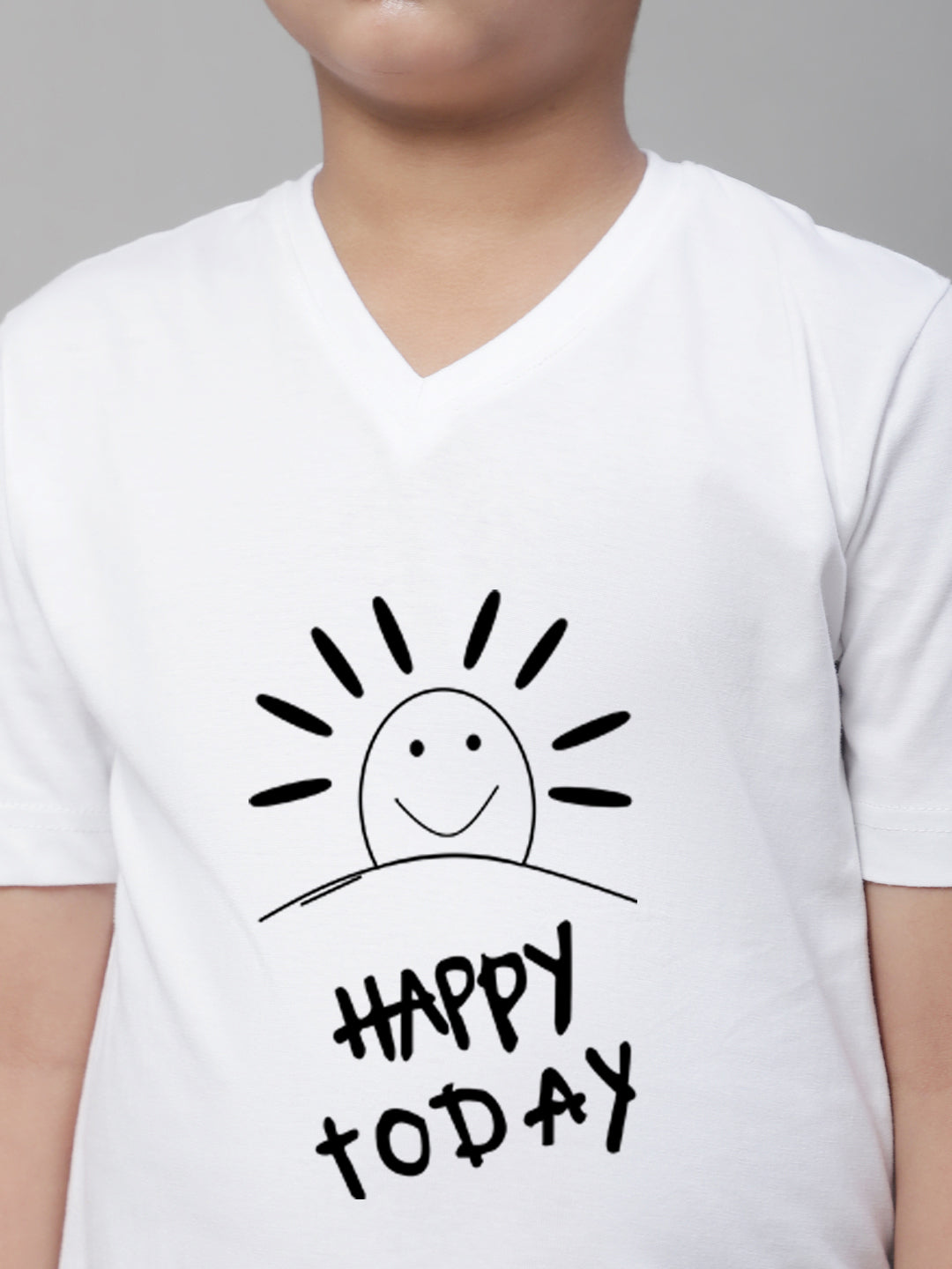 Boys Happy Today Half Sleeves Printed T-Shirt - Friskers