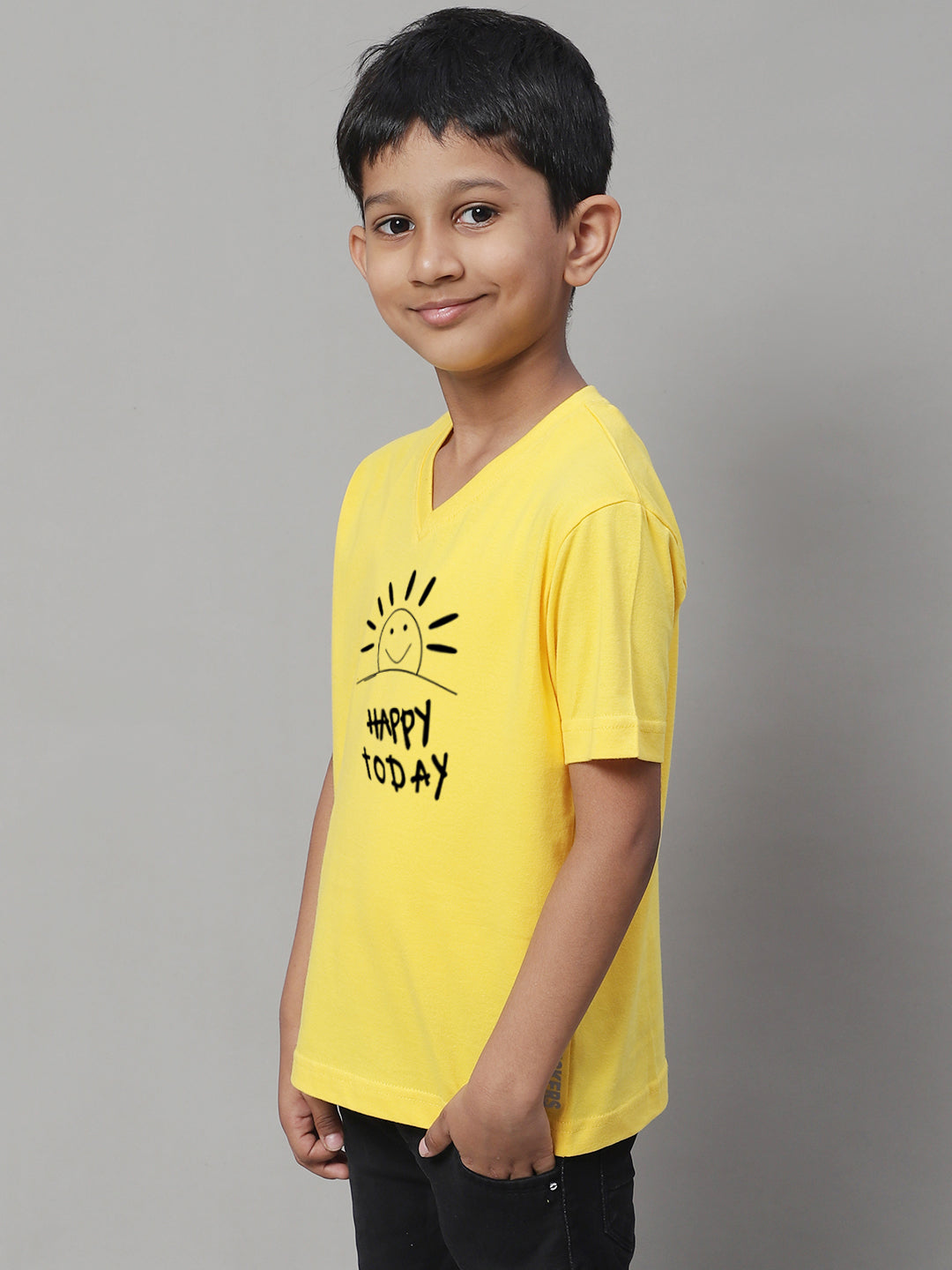 Boys Happy Today Half Sleeves Printed T-Shirt - Friskers