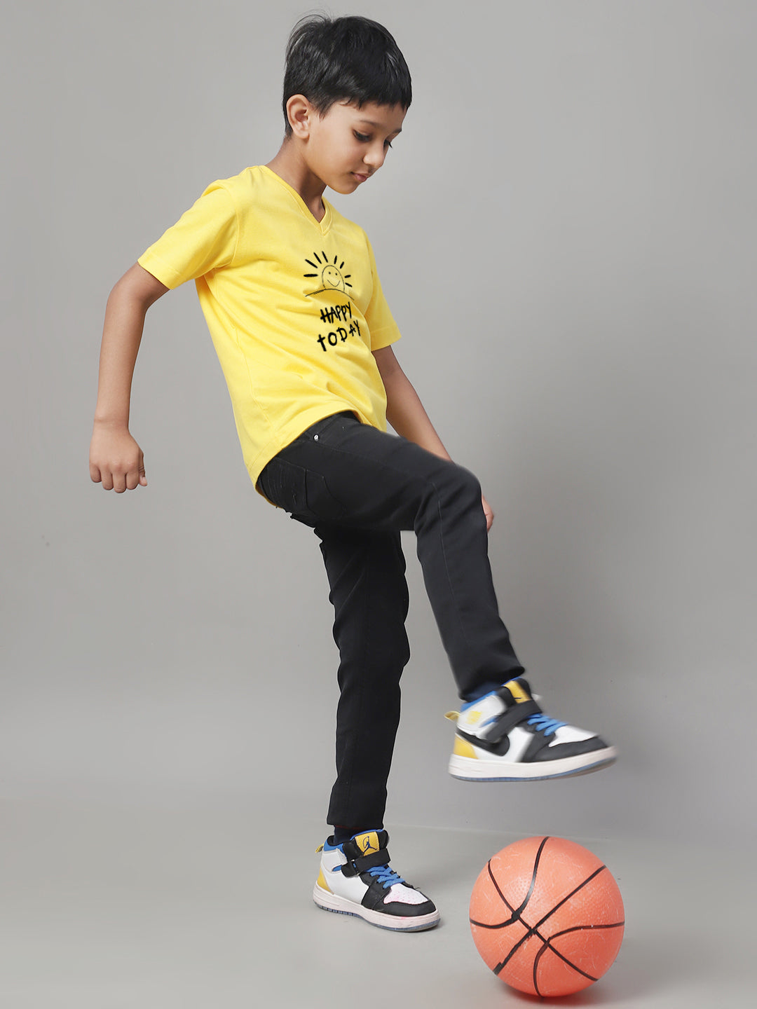 Boys Happy Today Half Sleeves Printed T-Shirt - Friskers
