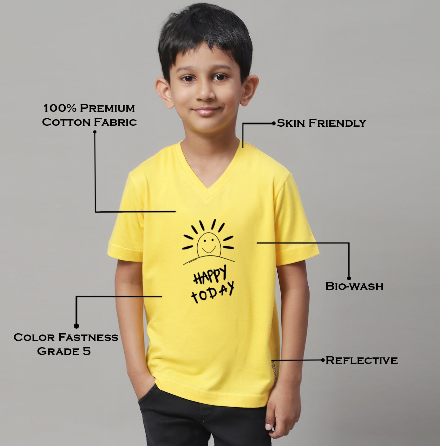 Boys Happy Today Half Sleeves Printed T-Shirt - Friskers
