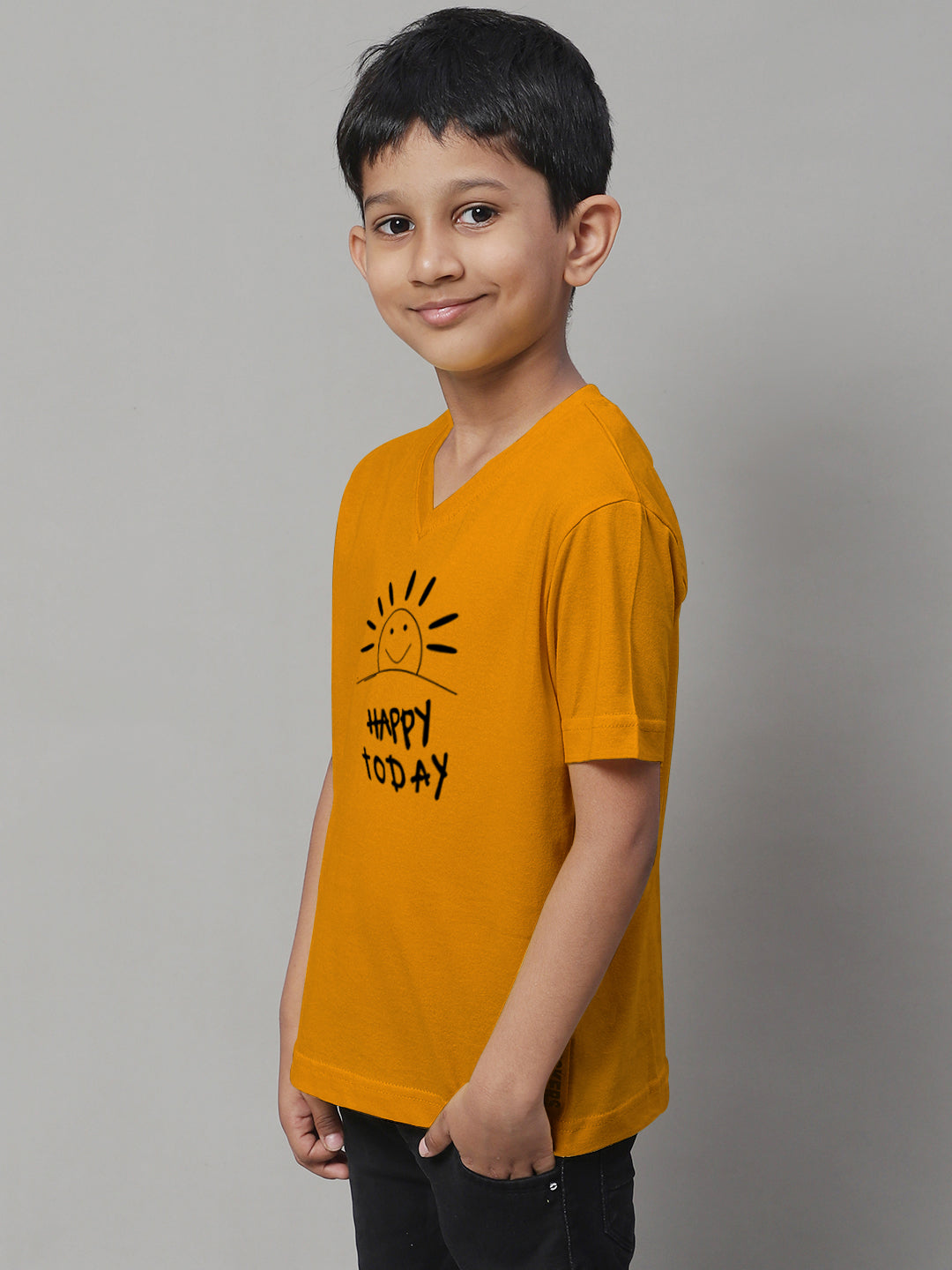 Boys Happy Today Half Sleeves Printed T-Shirt - Friskers