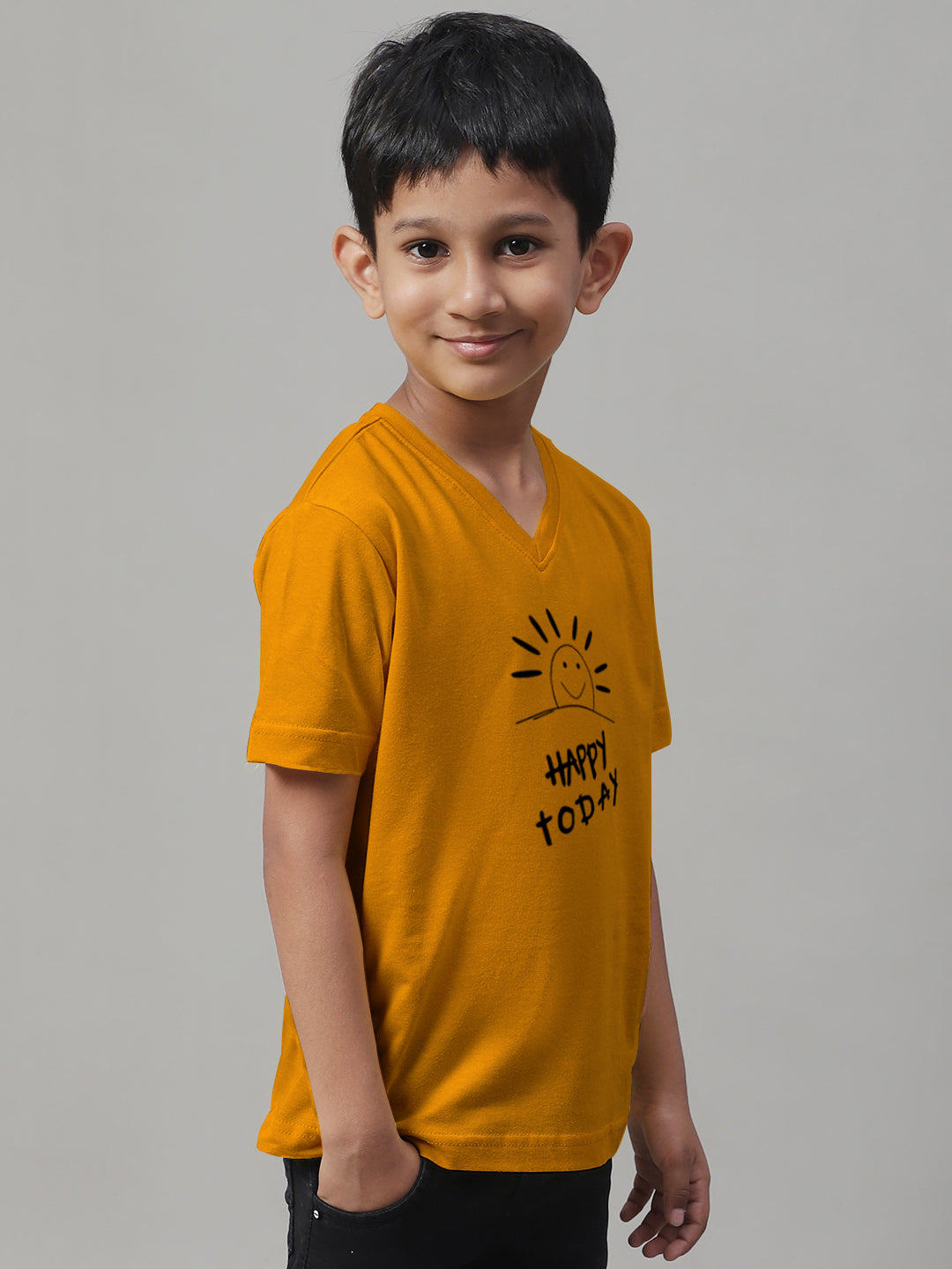 Boys Happy Today Half Sleeves Printed T-Shirt - Friskers