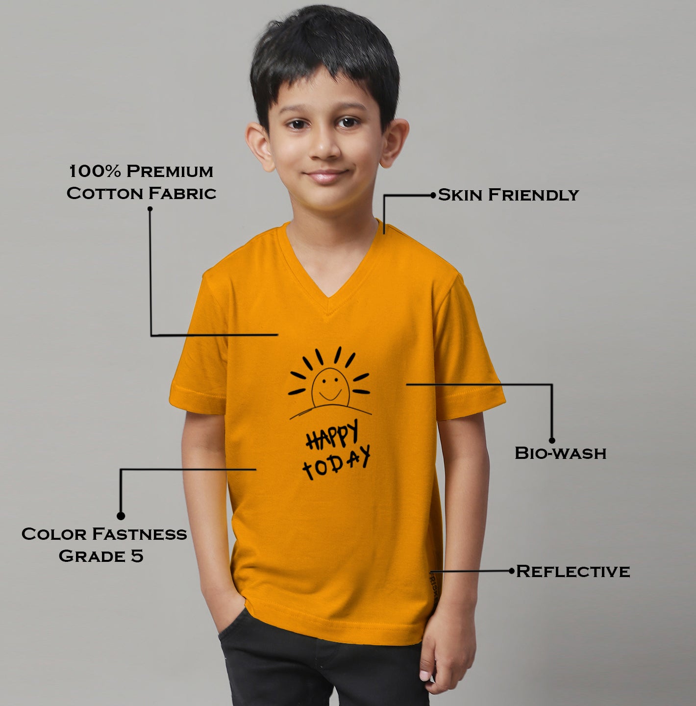 Boys Happy Today Half Sleeves Printed T-Shirt - Friskers