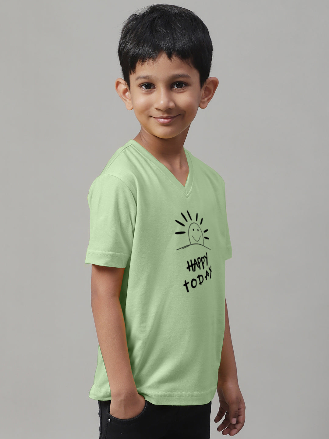 Boys Happy Today Half Sleeves Printed T-Shirt - Friskers