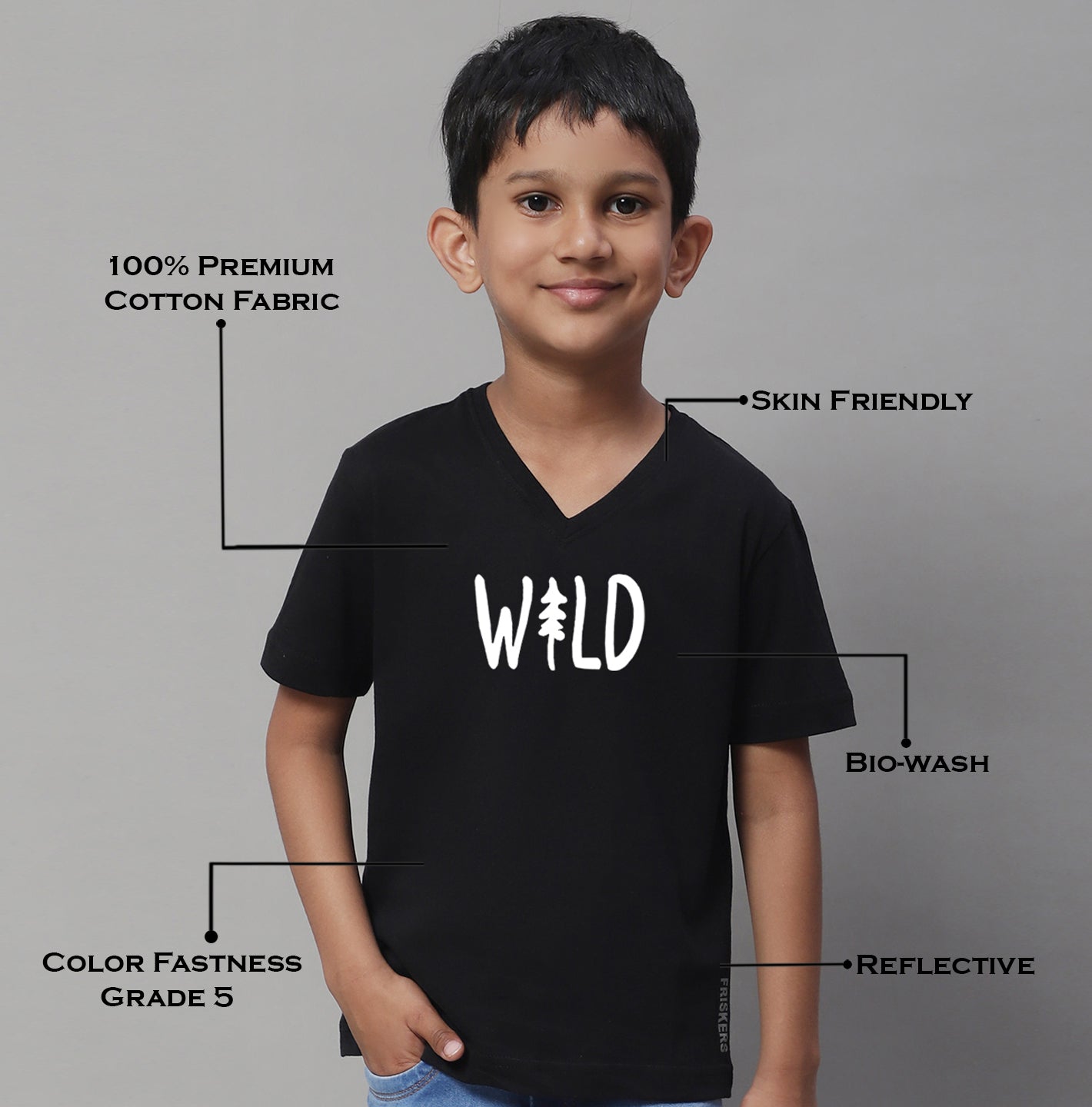 Boys Wild Half Sleeves Printed T-Shirt - Friskers