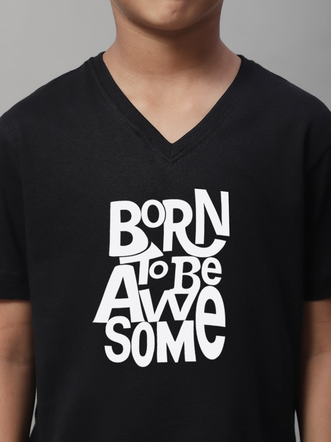 Boys Born To Be Awesome Half Sleeves Printed T-Shirt - Friskers