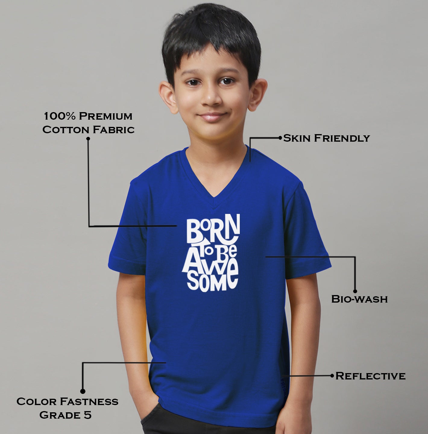 Boys Born To Be Awesome Half Sleeves Printed T-Shirt - Friskers