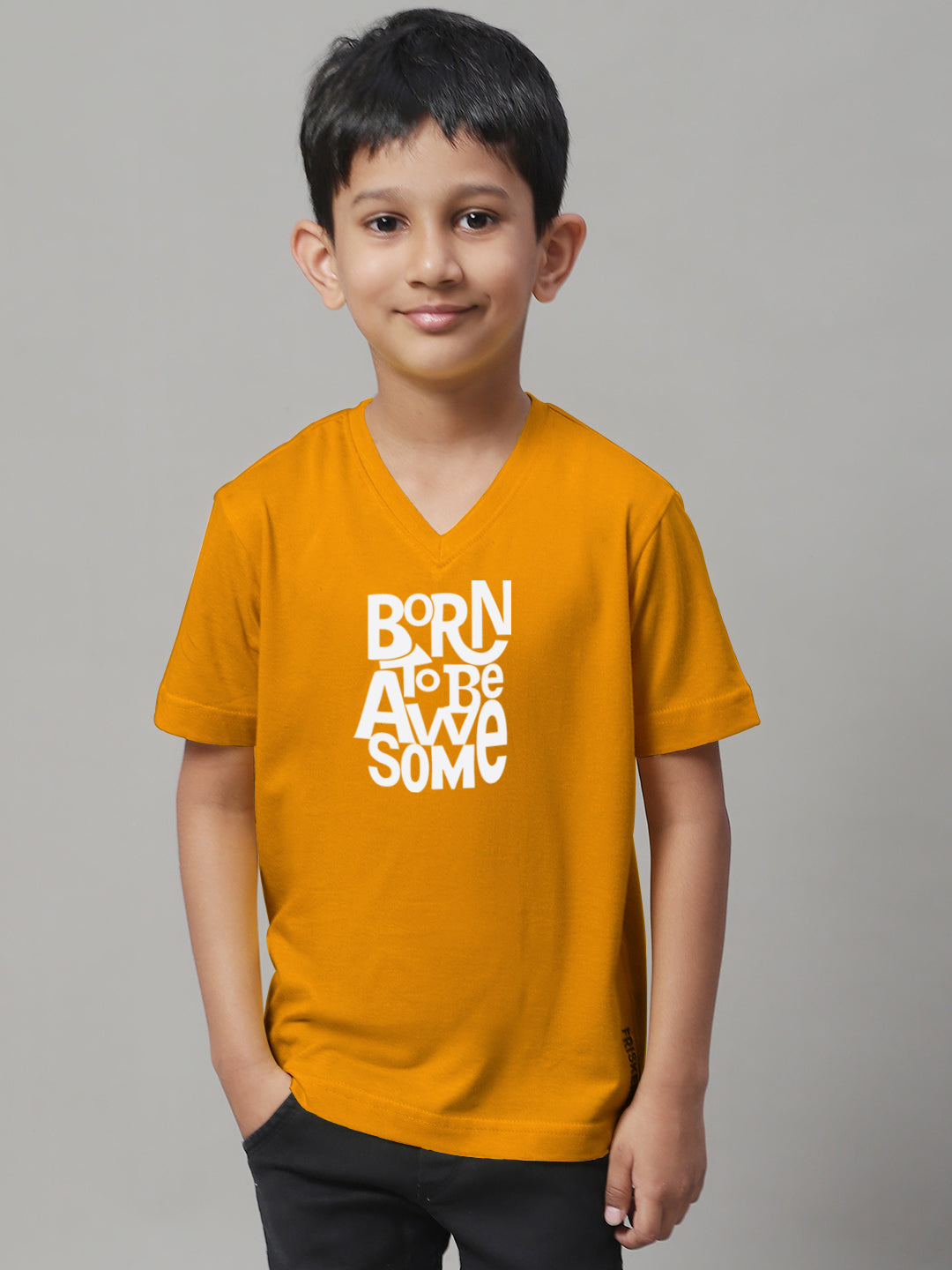 Boys Born To Be Awesome Half Sleeves Printed T-Shirt - Friskers
