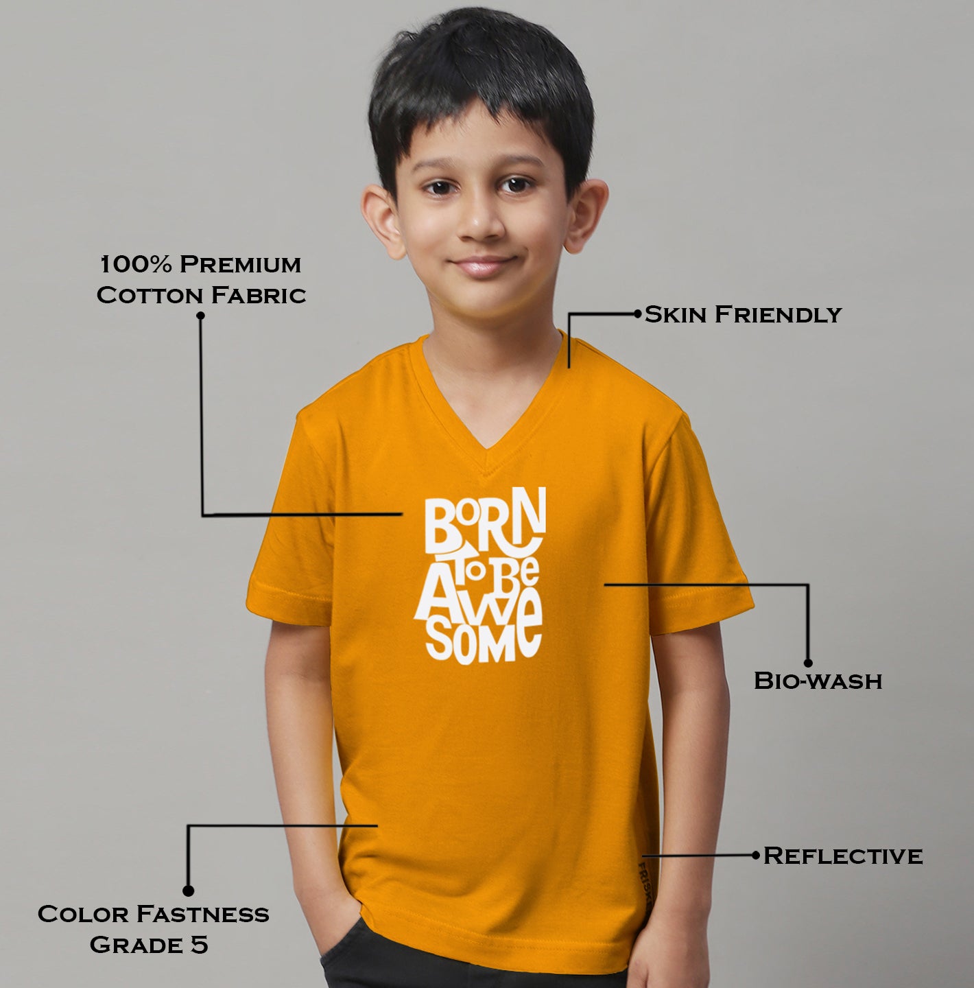 Boys Born To Be Awesome Half Sleeves Printed T-Shirt - Friskers