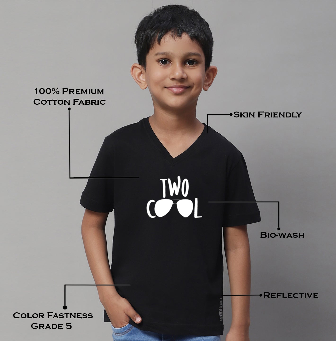 Boys Two Cool Half Sleeves Printed T-Shirt - Friskers