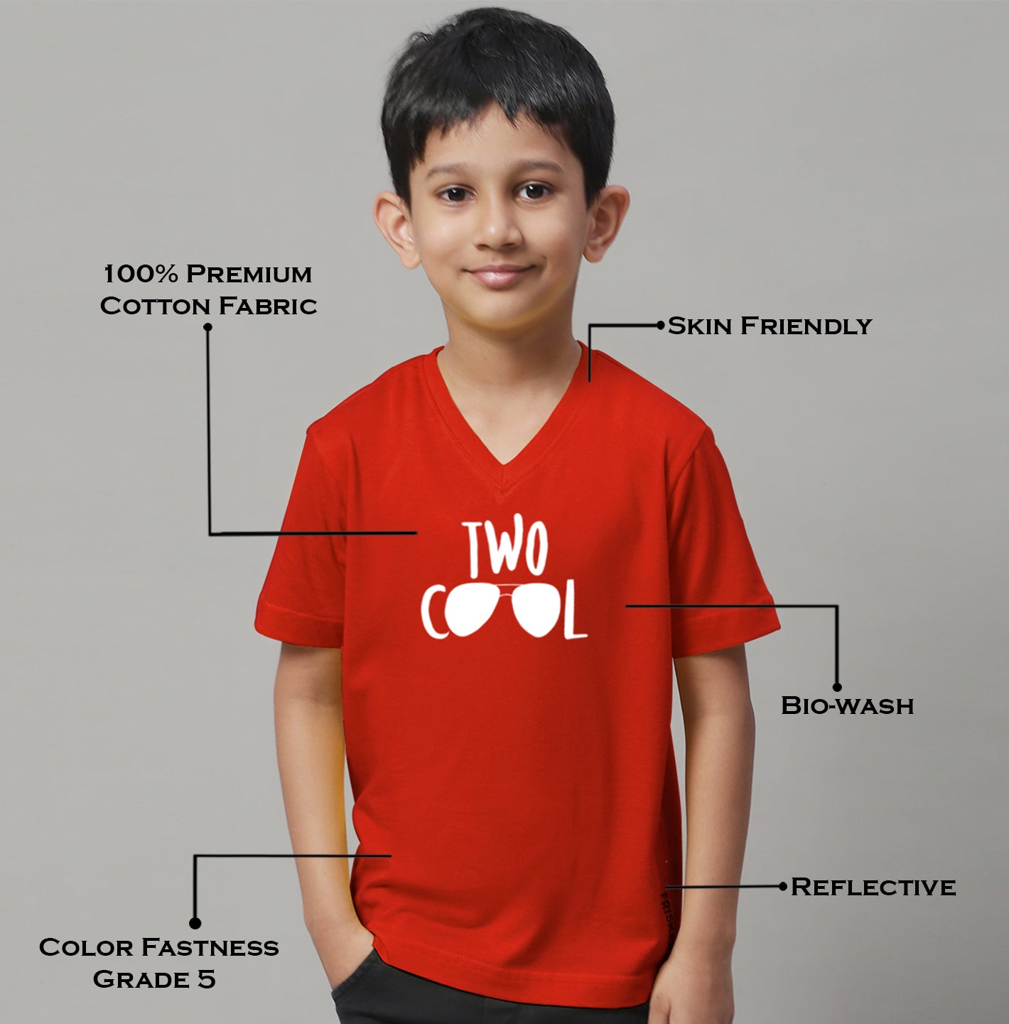 Boys Two Cool Half Sleeves Printed T-Shirt - Friskers