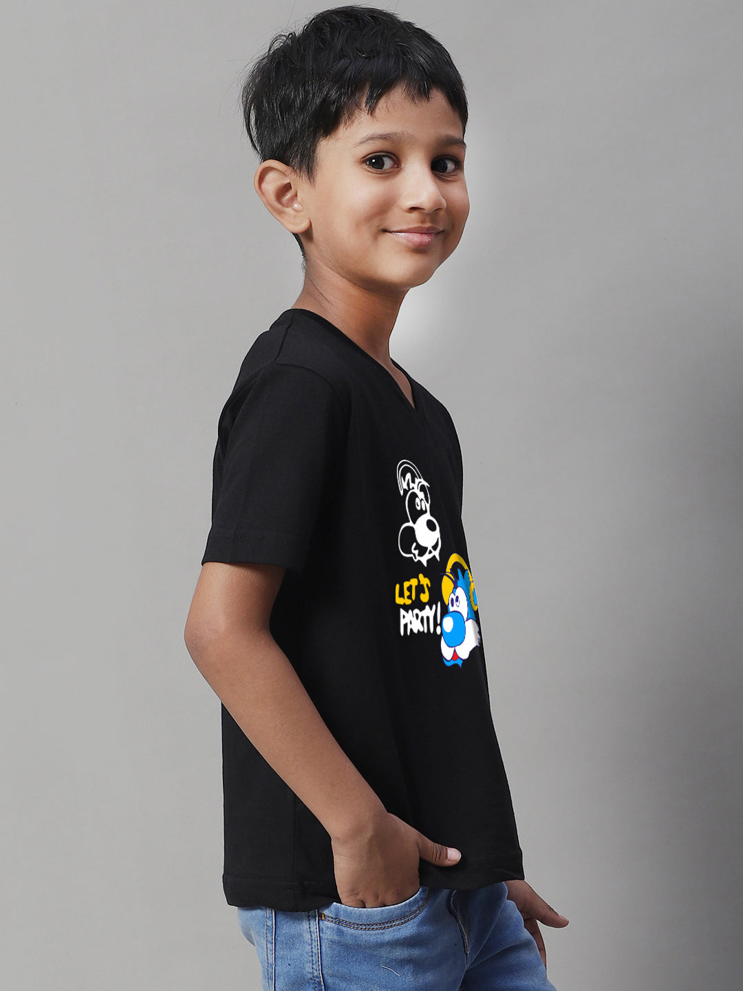 Boys Lets Party Half Sleeves Printed T-Shirt - Friskers