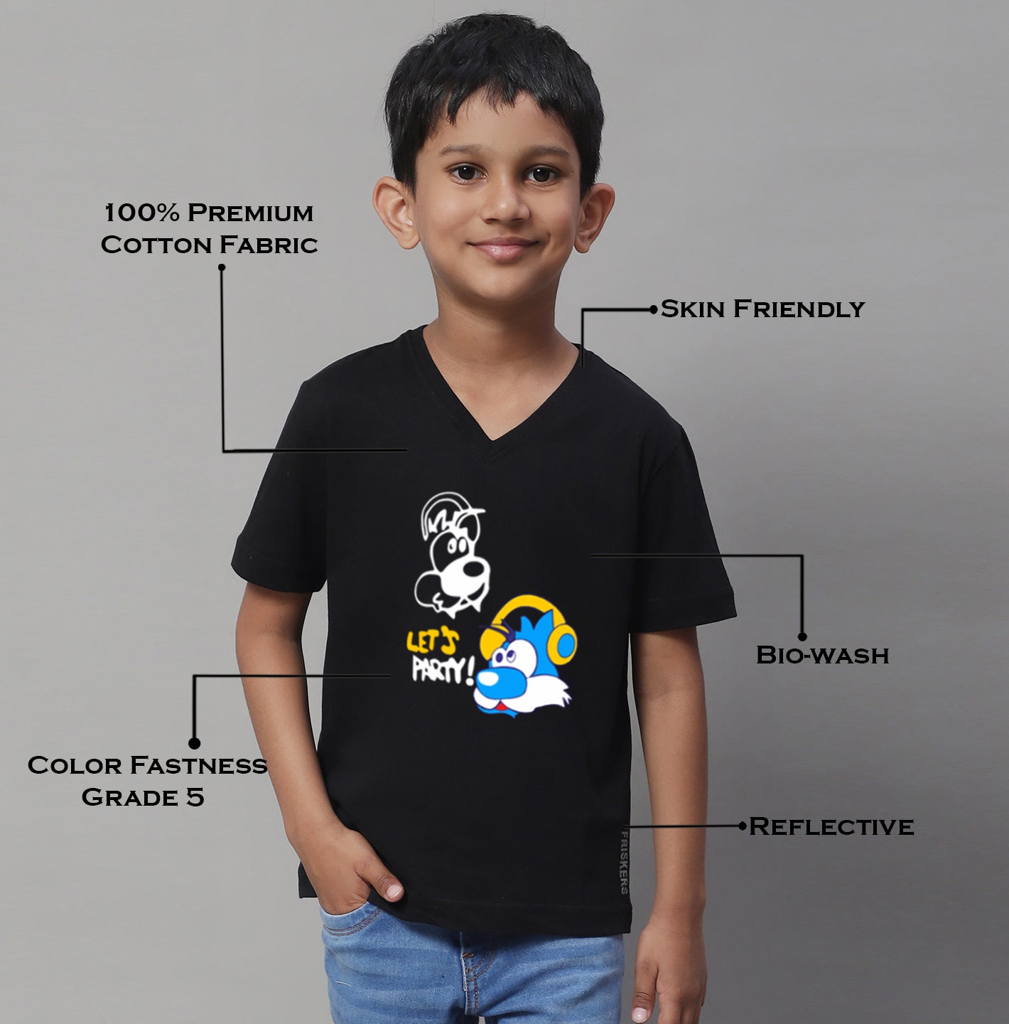 Boys Lets Party Half Sleeves Printed T-Shirt - Friskers