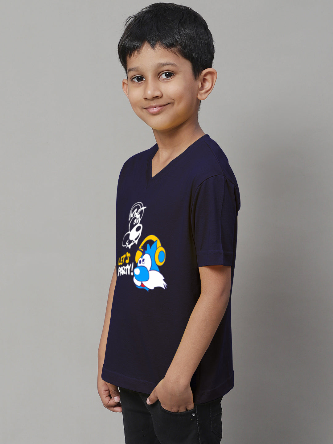 Boys Lets Party Half Sleeves Printed T-Shirt - Friskers