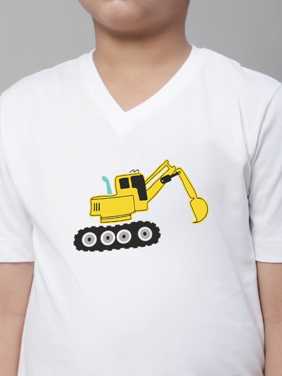 Boys Excavator Half Sleeves Printed T-Shirt - Friskers