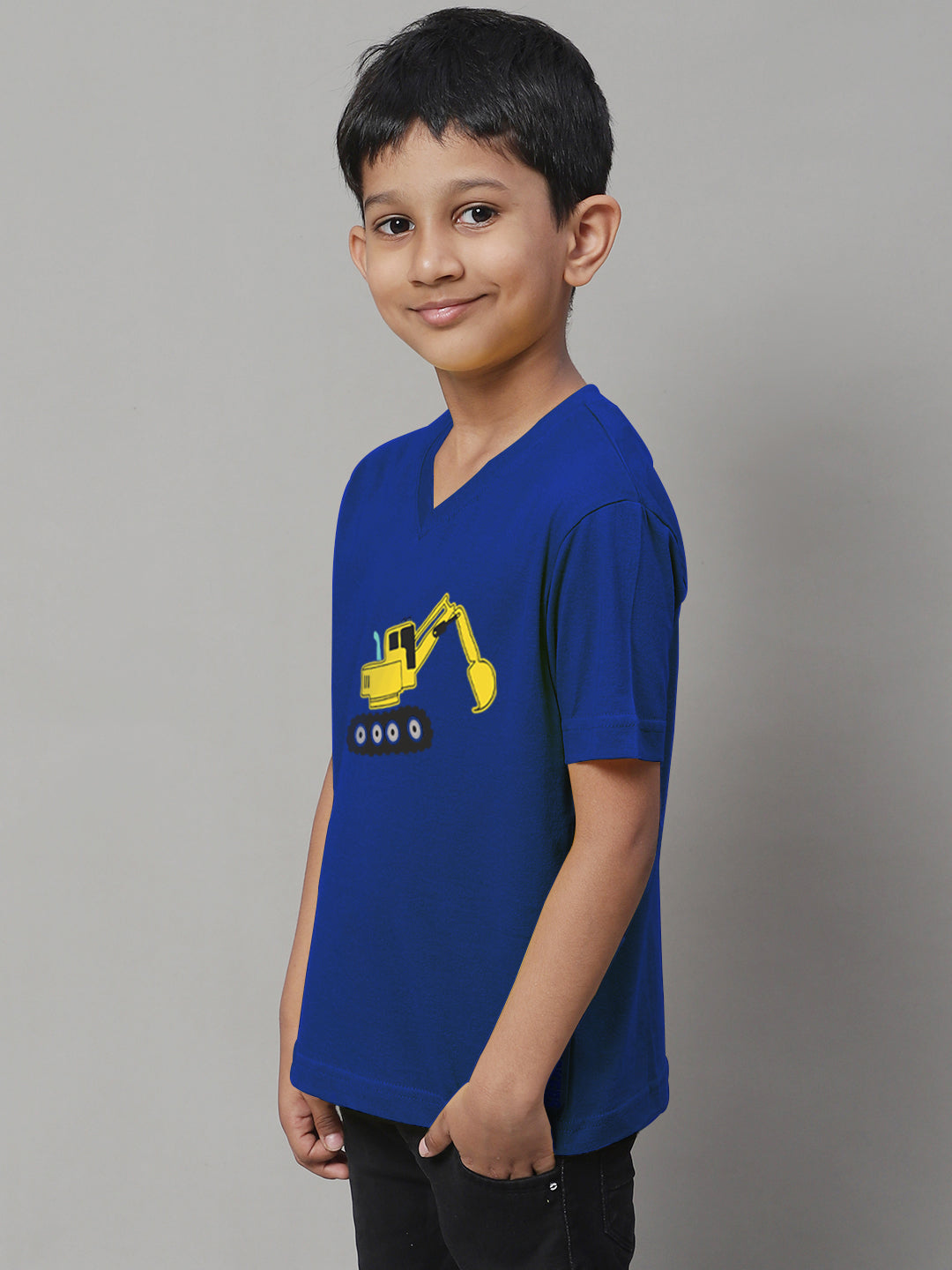 Boys Excavator Half Sleeves Printed T-Shirt - Friskers