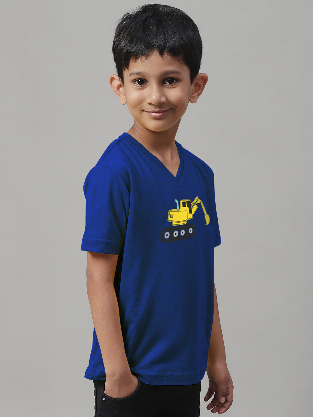 Boys Excavator Half Sleeves Printed T-Shirt - Friskers