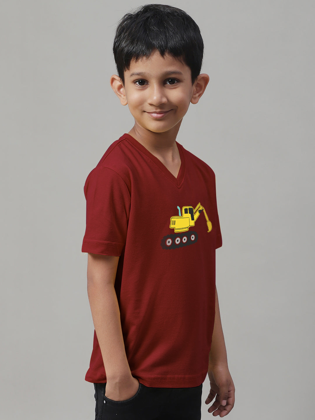 Boys Excavator Half Sleeves Printed T-Shirt - Friskers