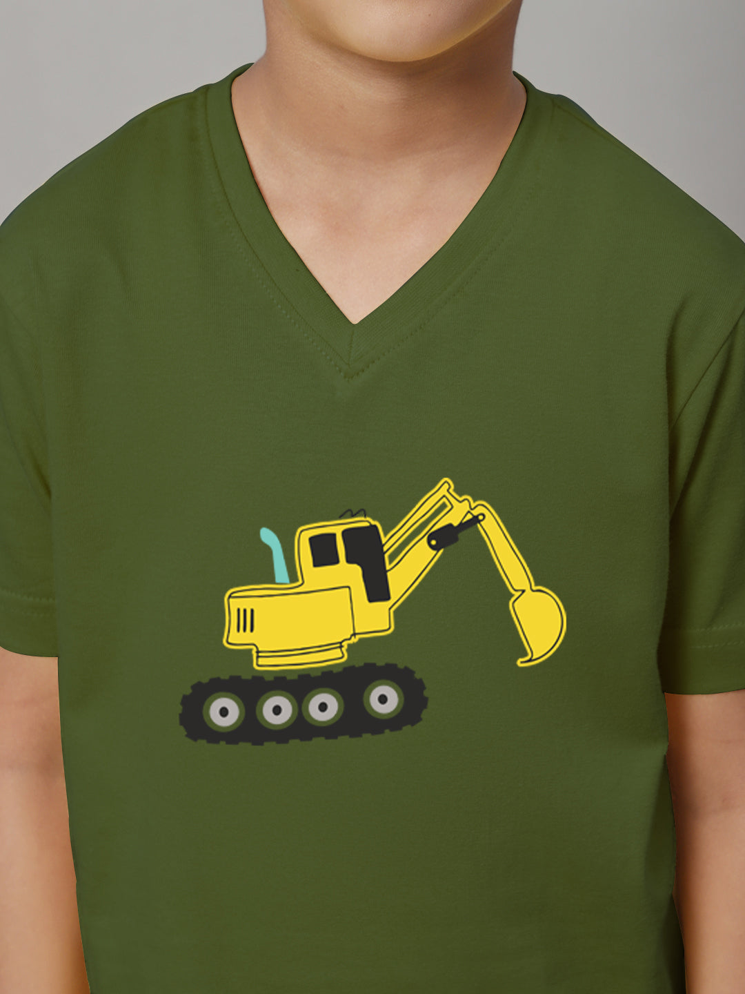 Boys Excavator Half Sleeves Printed T-Shirt - Friskers