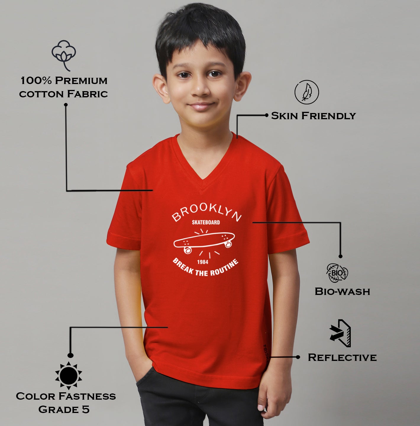 Boys Brooklyn Half Sleeves Printed T-Shirt - Friskers