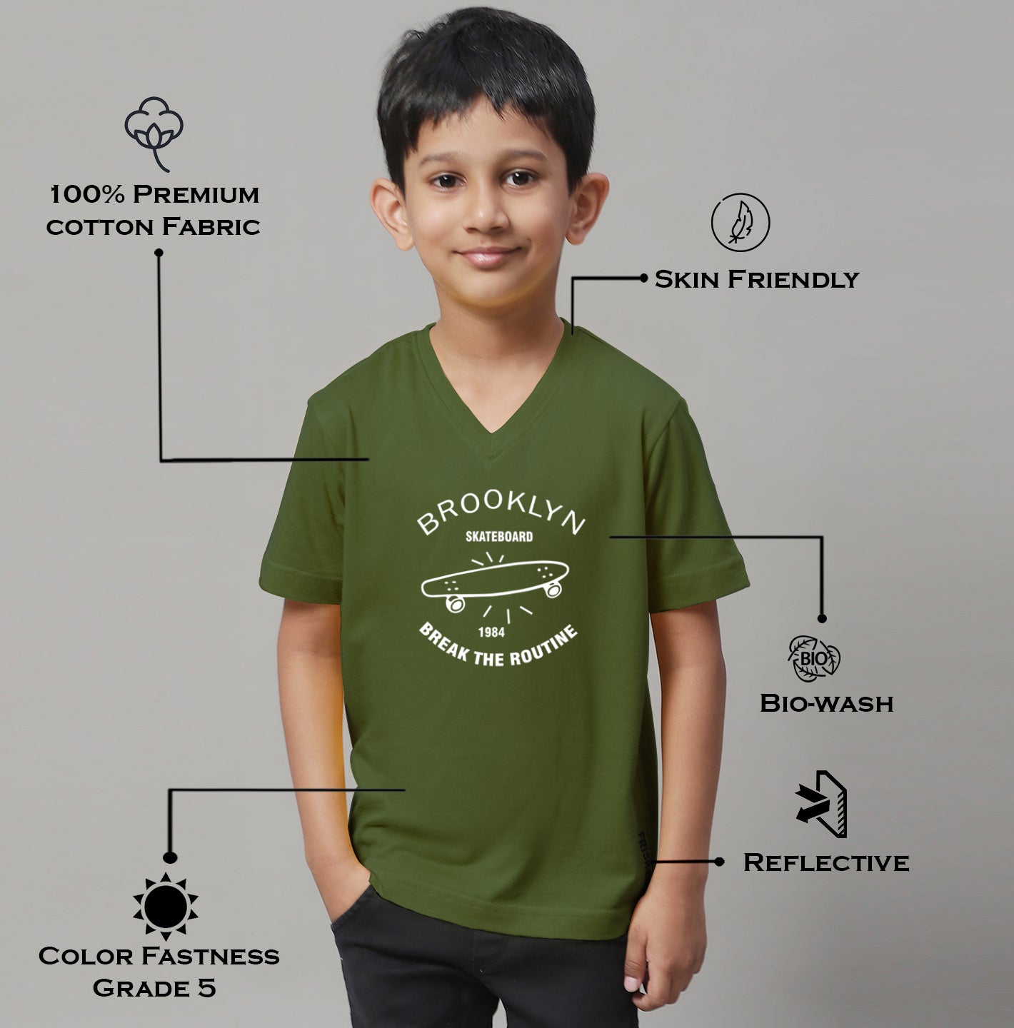 Boys Brooklyn Half Sleeves Printed T-Shirt - Friskers
