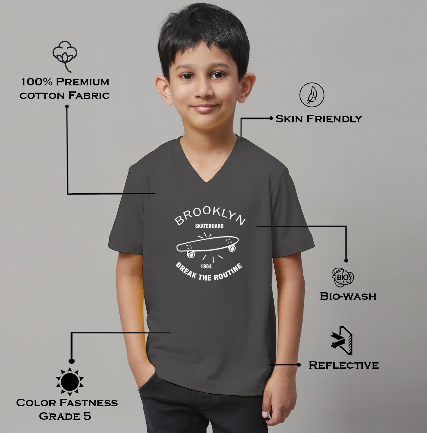 Boys Brooklyn Half Sleeves Printed T-Shirt - Friskers