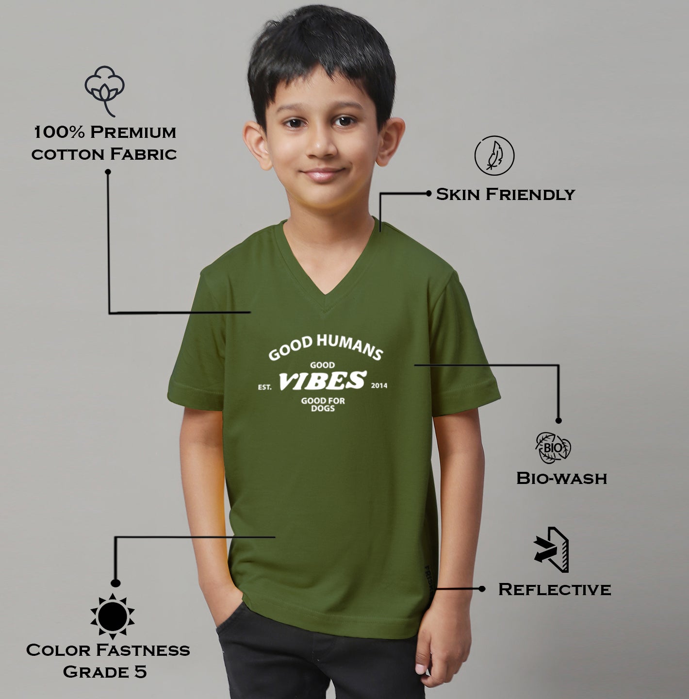 Boys Good Vibes Half Sleeves Printed T-Shirt - Friskers