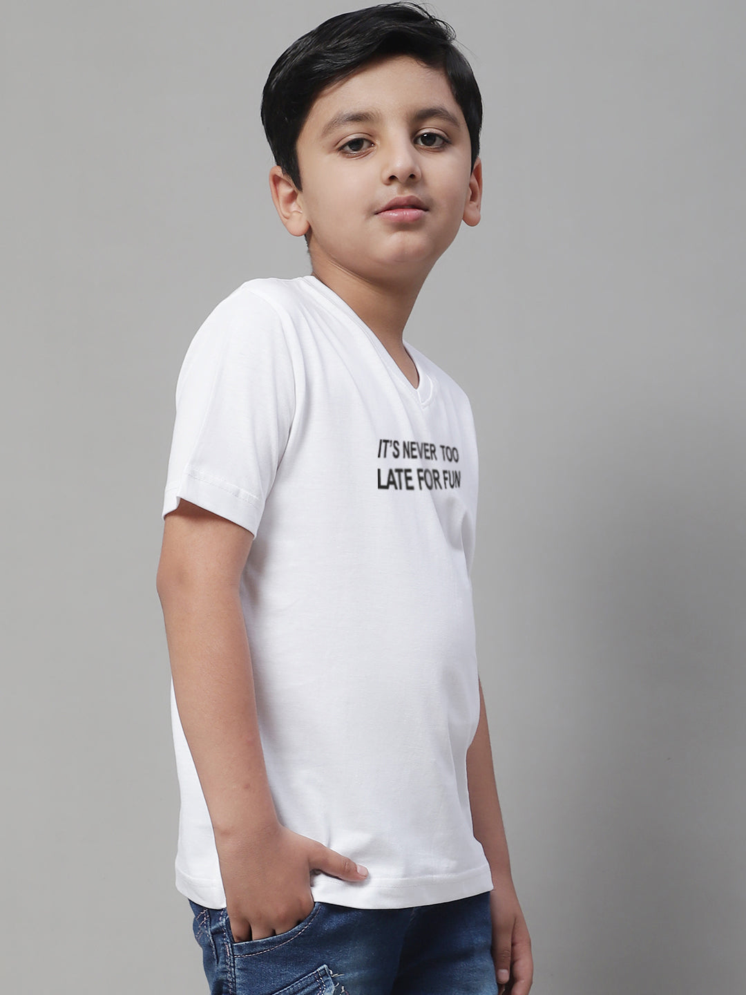 Boys Its Never Too Late For Fun Half Sleeves Printed T-Shirt - Friskers