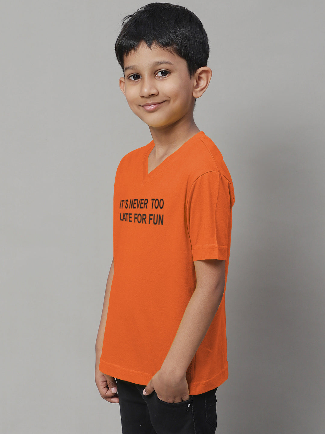Boys Its Never Too Late For Fun Half Sleeves Printed T-Shirt - Friskers