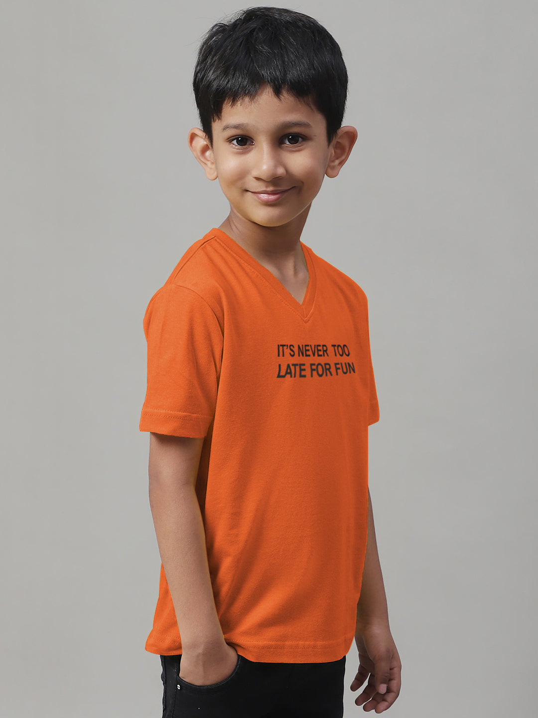 Boys Its Never Too Late For Fun Half Sleeves Printed T-Shirt - Friskers