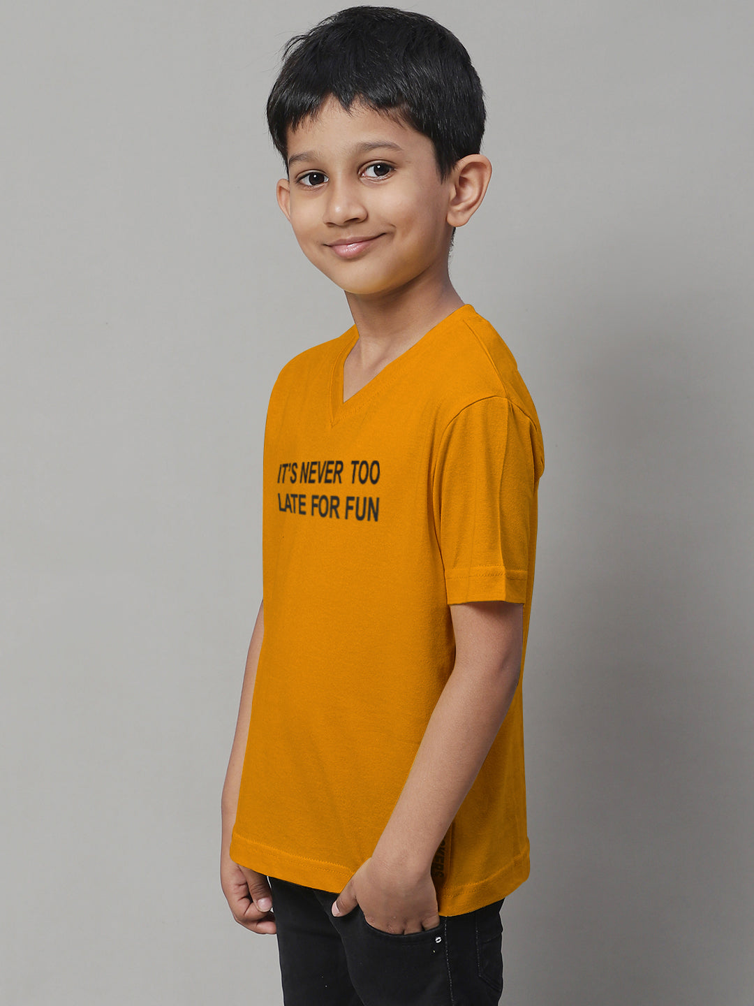 Boys Its Never Too Late For Fun Half Sleeves Printed T-Shirt - Friskers