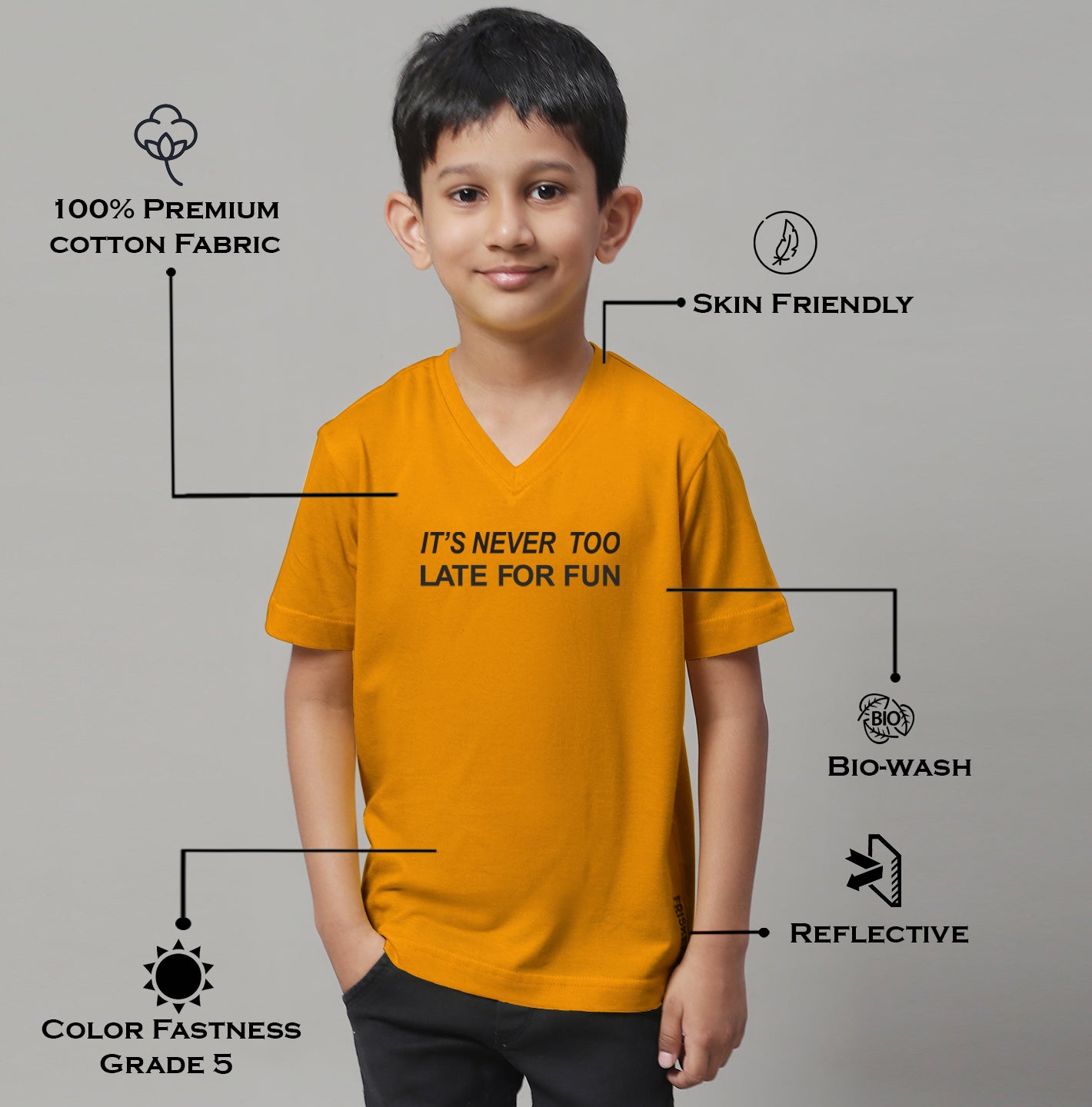 Boys Its Never Too Late For Fun Half Sleeves Printed T-Shirt - Friskers
