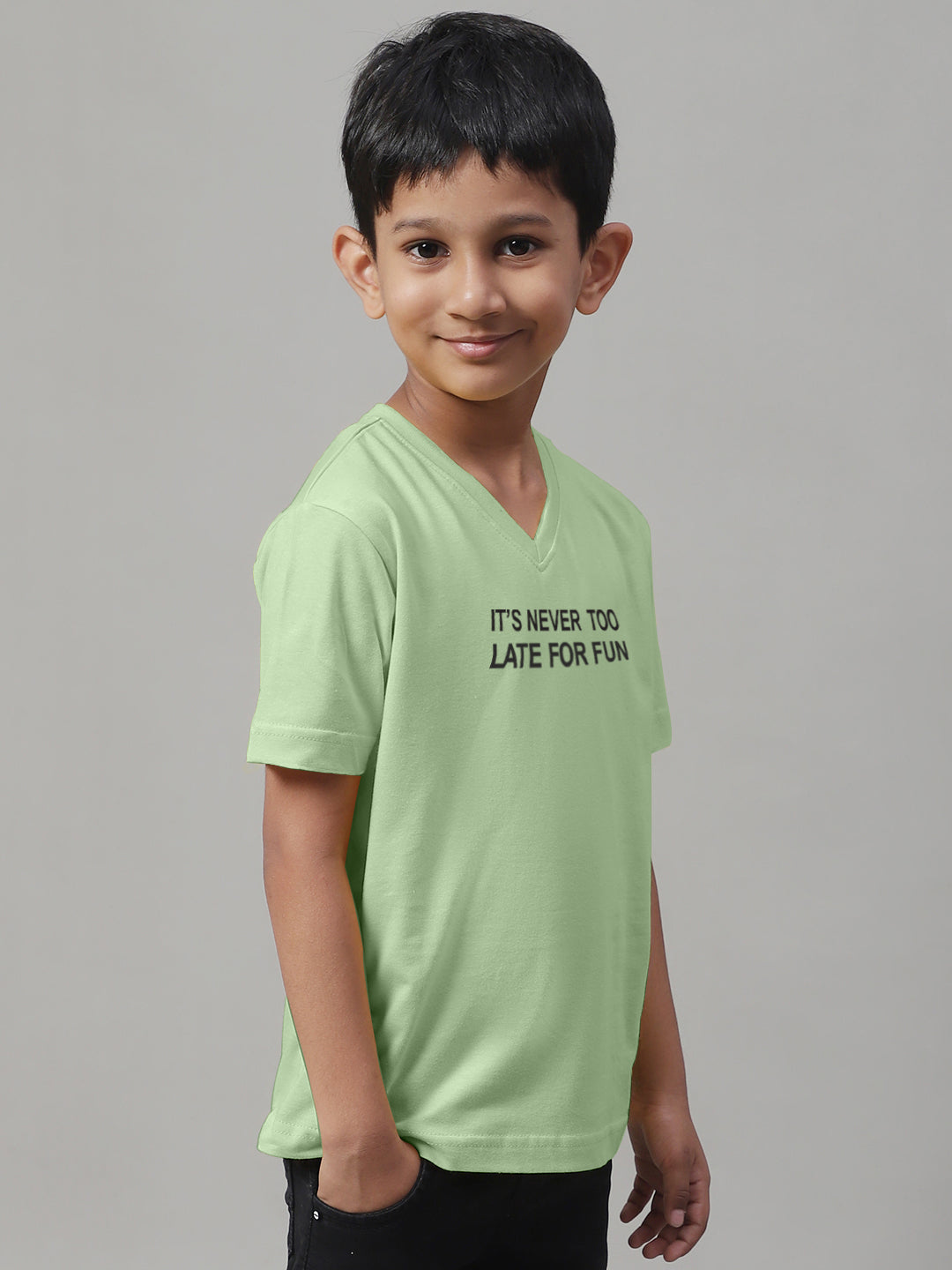 Boys Its Never Too Late For Fun Half Sleeves Printed T-Shirt - Friskers
