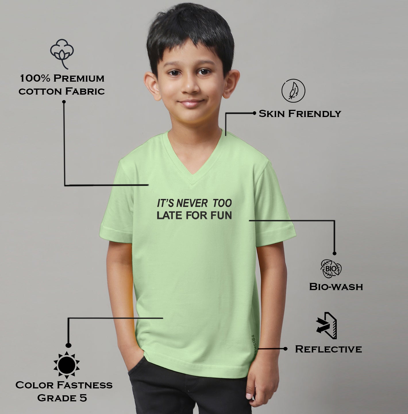 Boys Its Never Too Late For Fun Half Sleeves Printed T-Shirt - Friskers