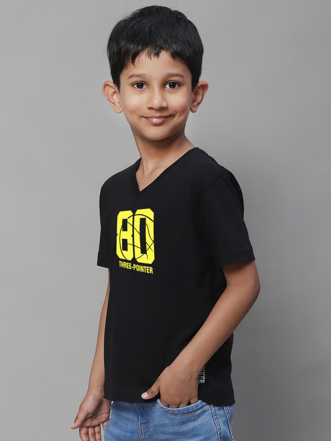 Boys Three Pointers Half Sleeves Printed T-Shirt - Friskers