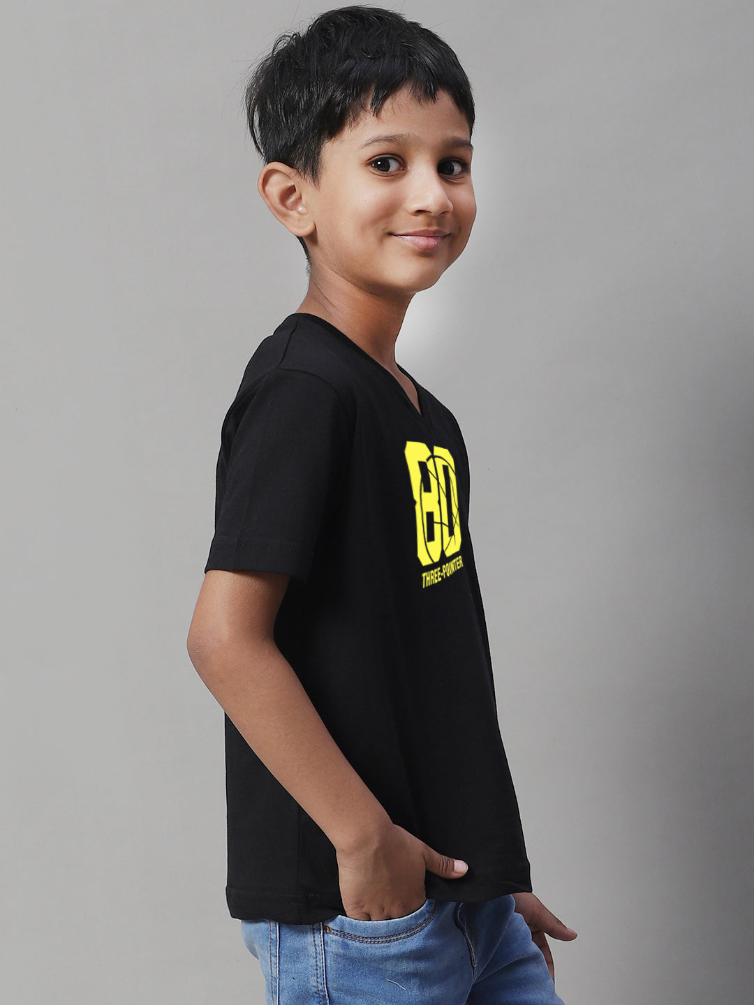Boys Three Pointers Half Sleeves Printed T-Shirt - Friskers