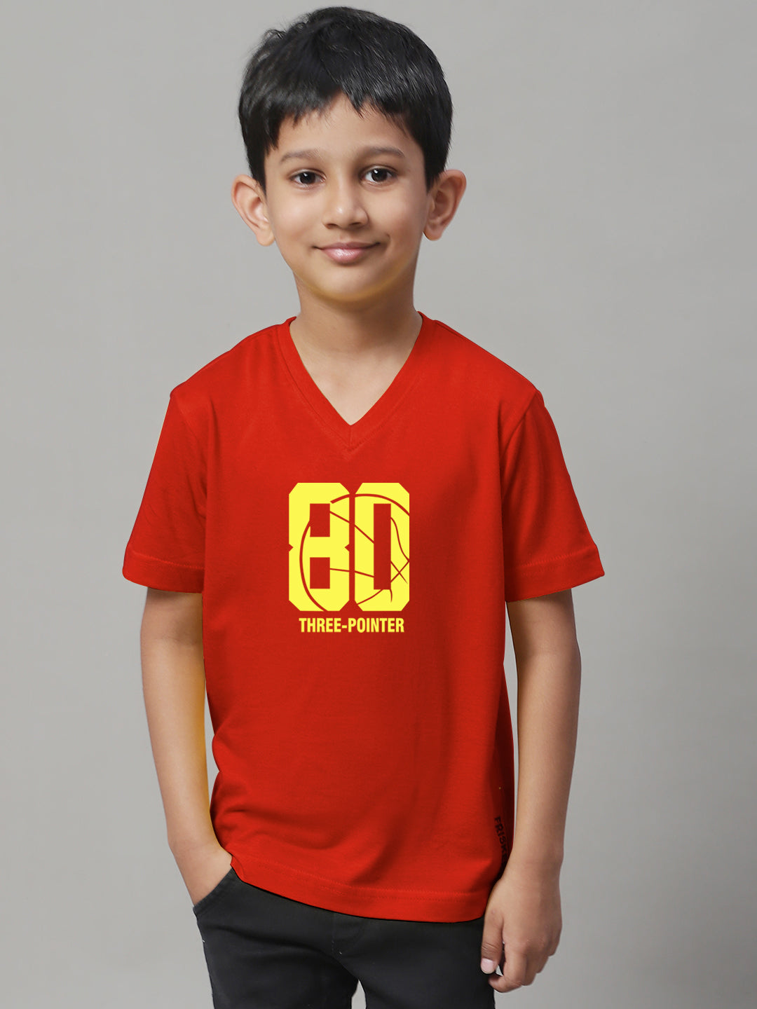 Boys Three Pointers Half Sleeves Printed T-Shirt - Friskers