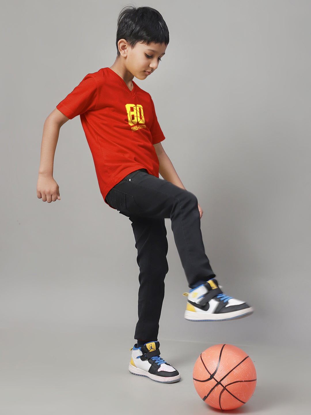 Boys Three Pointers Half Sleeves Printed T-Shirt - Friskers