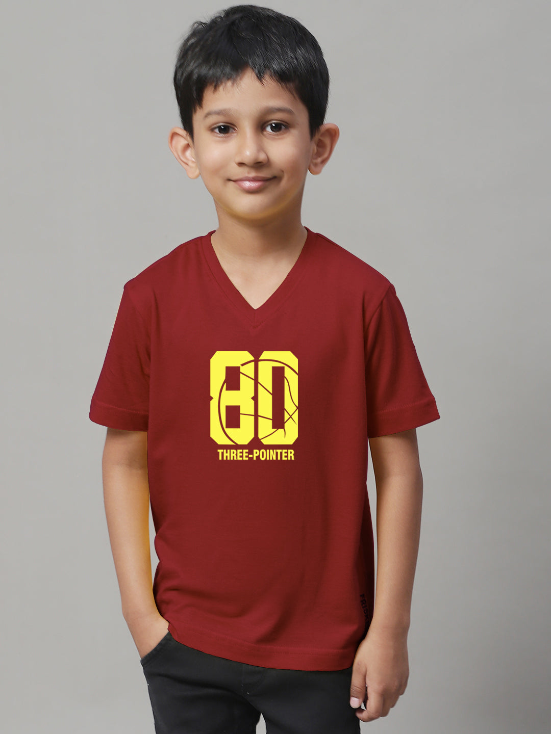 Boys Three Pointers Half Sleeves Printed T-Shirt - Friskers